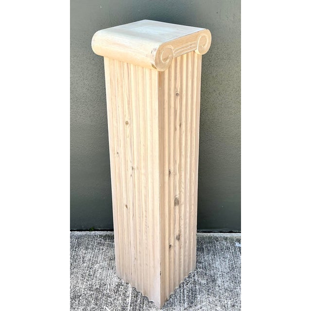 Wood Vintage Washed Knotty Pine Column Pedestal For Sale - Image 7 of 12