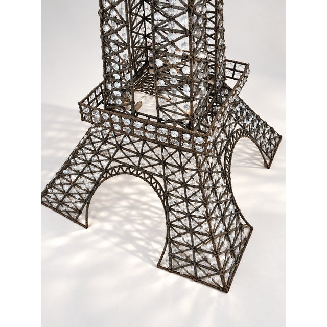Metal Vintage Mid-Century Large 7 Foot Beaded Glass Floor Lamp in the Form of the Eiffel Tower For Sale - Image 7 of 13