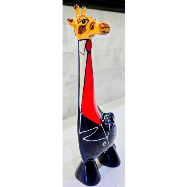 Contemporary Turov Limited Edition Ceramic Giraffe in Suit – Hand-Painted 1999 Art Sculpture, San Francisco Ca For Sale - Image 3 of 11