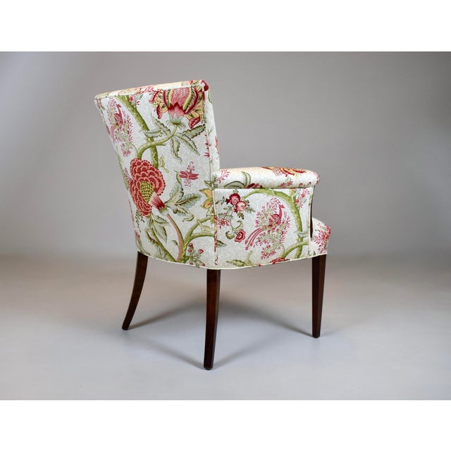Carved Mahogany Regency Style Lounge Accent Chair, Floral Upholstery, Usa, 1940's For Sale - Image 9 of 15