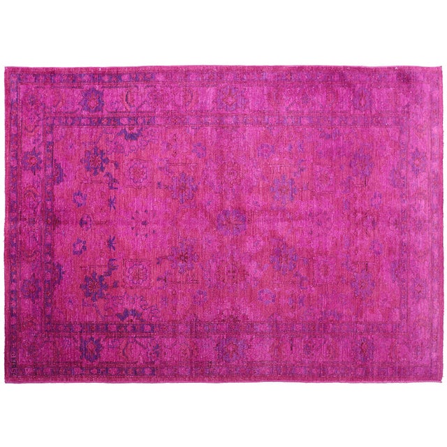 Textile Ariana Overdye 3'11" X 5'9" Hand-Knotted Luxury Rug – Magenta For Sale - Image 7 of 10