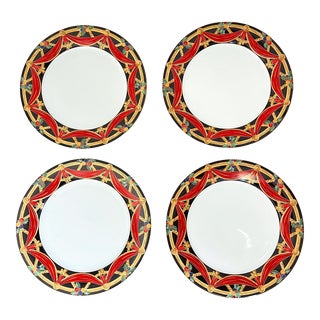 1990s Christopher Radko "Holiday Swag" Dinner Plates - Set of 4 For Sale