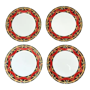 1990s Christopher Radko "Holiday Swag" Dinner Plates - Set of 4