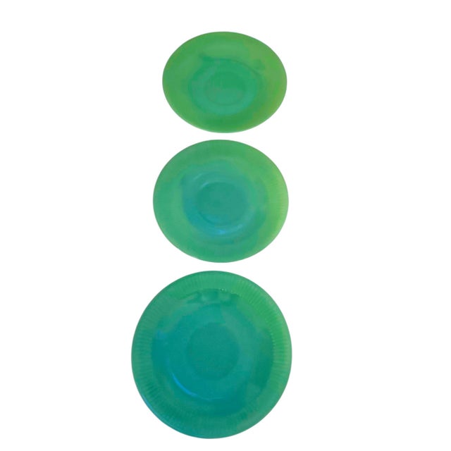 Vintage Fire King Jadeite Glass Saucer Plates - A Set of 3 For Sale - Image 10 of 11