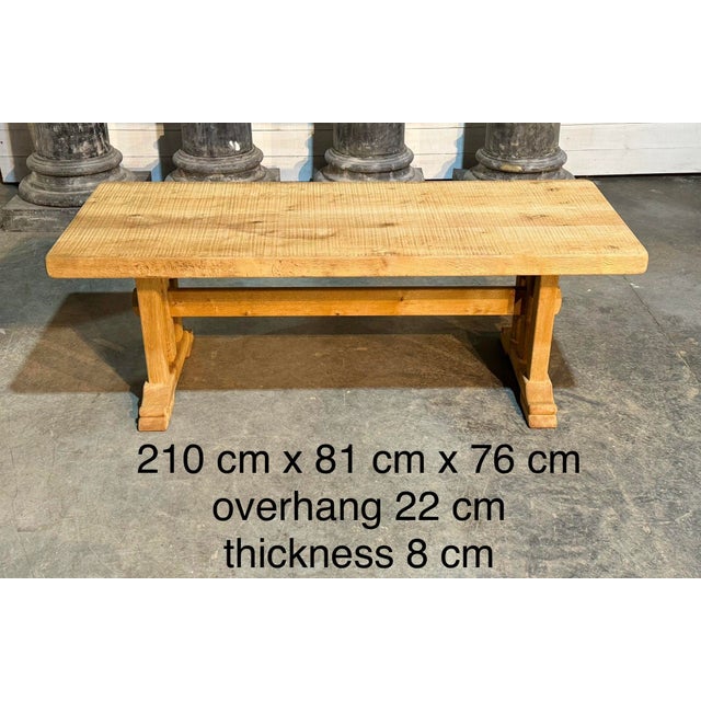 French Bleached Oak Farmhouse Dining Table, 1925 For Sale - Image 16 of 18