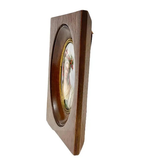 Miniature Framed Portrait of a Lady Painted on Porcelain For Sale - Image 3 of 7