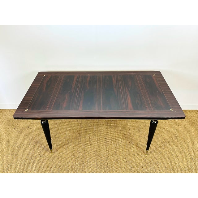 Mid-Century Modern Art Deco Dining Table in Macassar Ebony, France, 1940s For Sale - Image 3 of 18