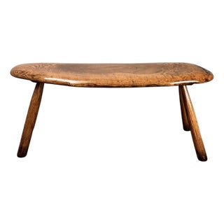 Vintage Hand Made Oak Wabi Sabi Bench Signed Neil Panyik For Sale