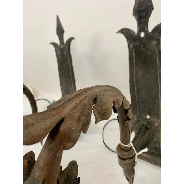 Vintage Spanish Swing Arm Hand Forged Spanish Sconces - Pair For Sale - Image 9 of 12