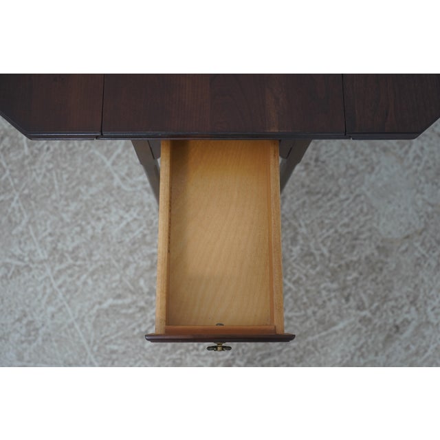 Pair Ethan Allen Georgian Court Cherry Drop Leaf End Tables For Sale In Philadelphia - Image 6 of 18