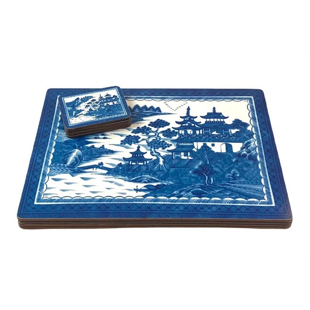Late 20th Century Mottahedeh for Lady Clare Blue & White Chinoiserie Historic Charleston Blue