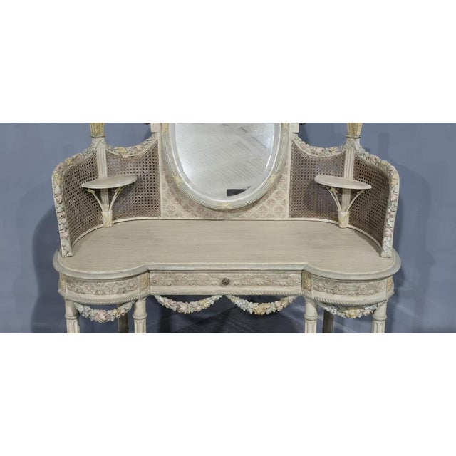 French Painted Bergere Dressing Table, 1900 For Sale - Image 3 of 18