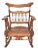 Antique 1910s Tiger Oak Rocking Chair – Curved Back, Spindles, Pressed Carving For Sale