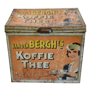 1930s Van Den Berghs Koffie (Coffee) Tin Storage Box From the Netherlands
