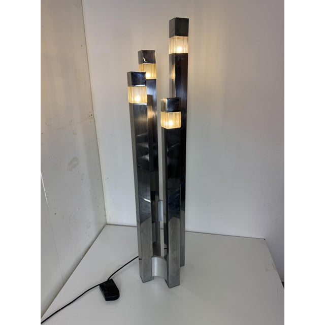 1970s Mid-Century Modernist Italian Architectural Sciolari Cubic Floor Lamp by Gaetano Sciolari for Sciolari, 1970s For Sale - Image 5 of 14