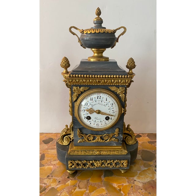 A Graux Marly Fres 3 piece marble and ormulu 19th century French clock set. Jules Graux-Marly operated a small foundry...