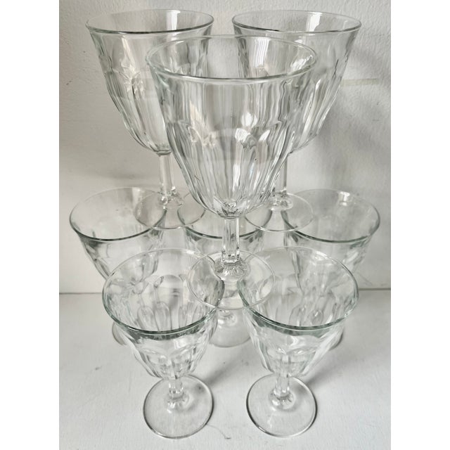 Transparent Vintage French Crystal 'Picardie' Wine Goblets-Set 8-Duralex For Sale - Image 8 of 9
