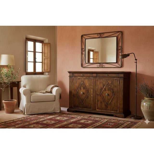 2020s Large-Scale Solid Walnut Sideboard With Burly Inlay, Keyed Doors, Adjustable Shelves and White Pigmented Lacquer Interior For Sale - Image 5 of 14