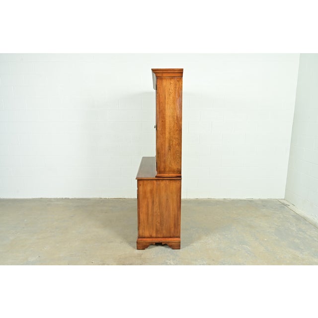 Statton Georgian Carved Cherry Wood Breakfront Bookcase or Dining Cabinet For Sale - Image 11 of 14
