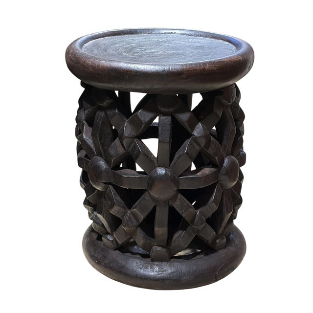 Unique large vintage Bamileke Royalty Spider Stool/Table from Cameroon, is an unusual find. Constructed from a single...