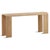 Light natural finish Mindi wood console table which showcases a silhouette defined by softly rounded corners and clean...