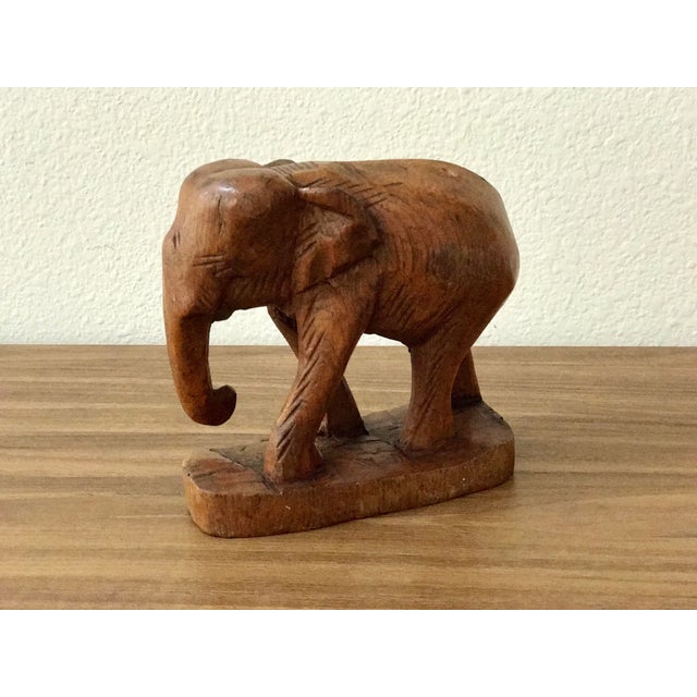 Vintage Wooden Elephant Statue Chairish
