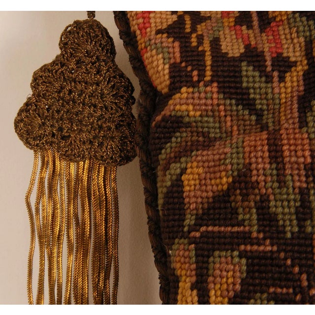 19th Century Flemish Tapestry Neo Renaissance Pillow Cushion Allegorical Millefleurs Animals For Sale - Image 11 of 12