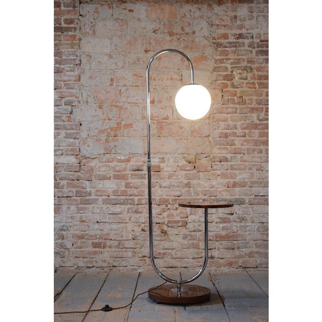 Art Deco Floor Lamp in Walnut attributed to J. Halabala for Up Závody, Czech, 1930s For Sale - Image 10 of 13