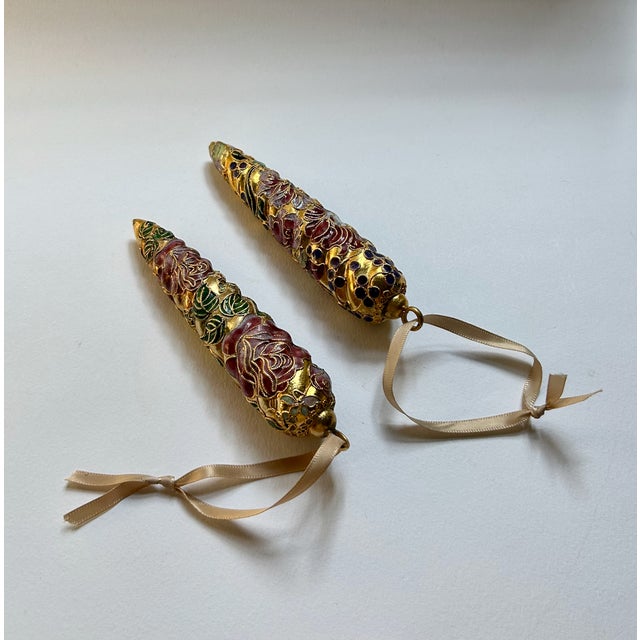 Pair of Gold Cloisonné & Crystal Ornaments For Sale - Image 17 of 17