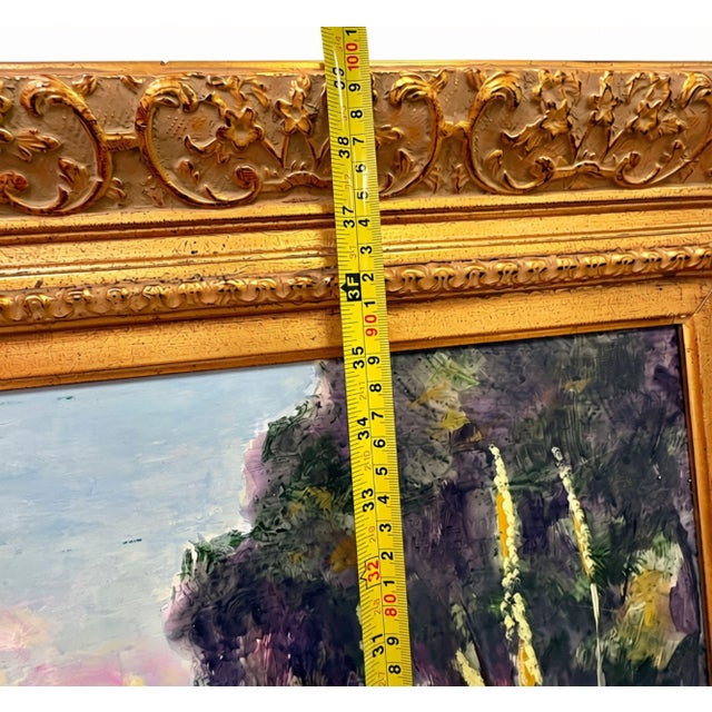 Large Impressionist Garden Landscape Oil Painting in Ornate Gilt Frame by P. M. Overton For Sale - Image 11 of 14