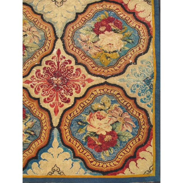 Antique English Needlepoint from the late-18th Century with Beautiful Flowers. Measures: 5'10 x 6'1. This striking,...
