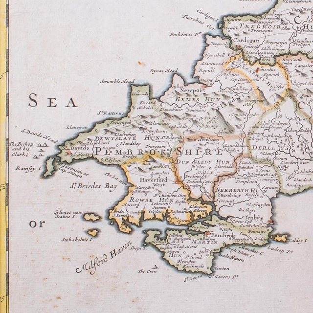 Antique South Wales Map, English, Framed, Robert Morden Cartography, Circa 1720 For Sale - Image 6 of 12