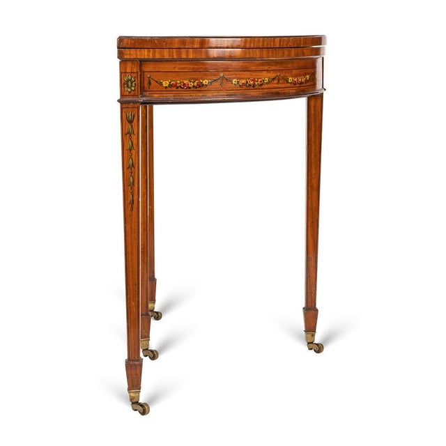 Wood 19th Century Georgian Demi Lune Games Console Table, 1800s For Sale - Image 7 of 18