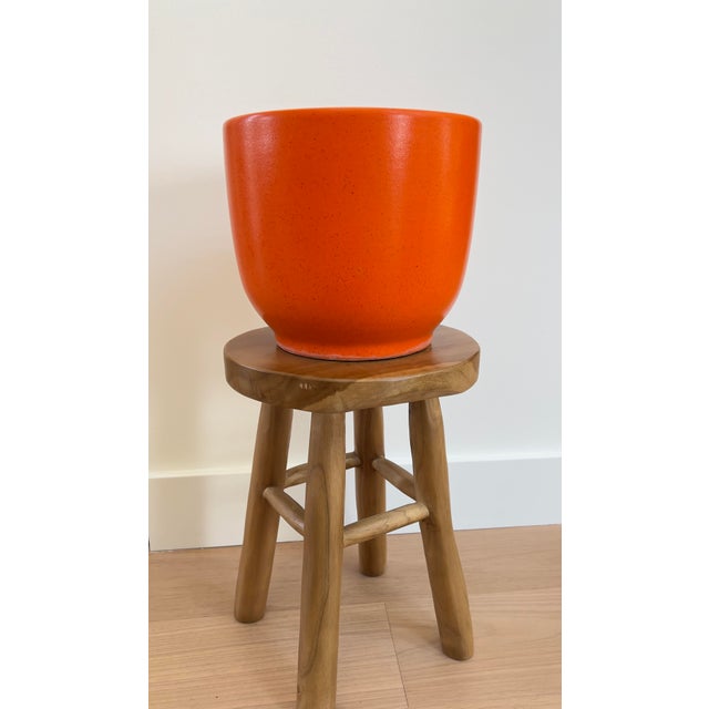 Mid-Century Modern 1960s Gainey Pottery Planter in Speckled Orange For Sale - Image 3 of 7