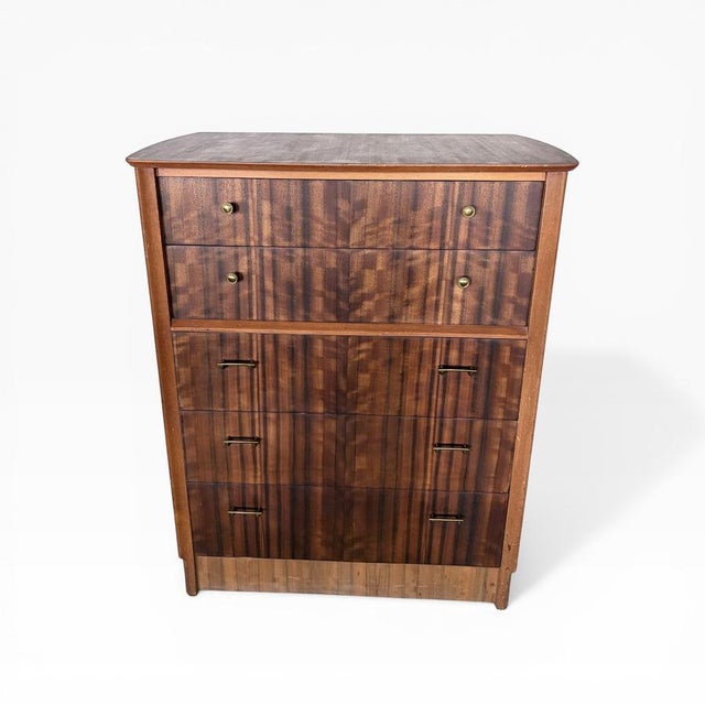 Mid-Century Walnut Uniflex Tallboy Chest of Drawers, 1960s For Sale - Image 4 of 10