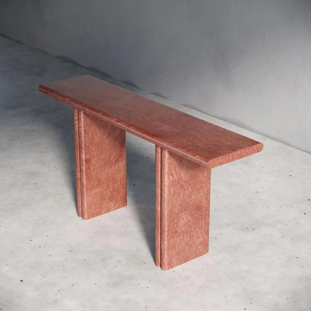 Contemporary Jacques Apricot Orange Console Table in Birds Eye Maple by Fred & Juul For Sale - Image 3 of 6