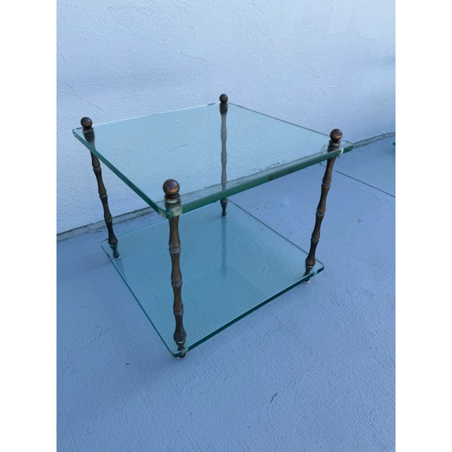 Hollywood Regency 1940s Vintage Hollywood Regency Solid Brass Side Table For Sale - Image 3 of 12