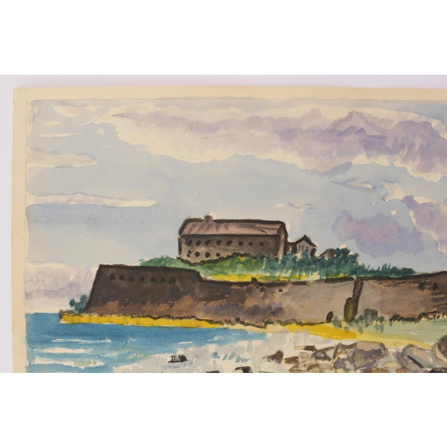 Mid-century ca 1950 Impressionist Landscape Original Water Color Painting by a young Swedish school boy, unsigned. Order...