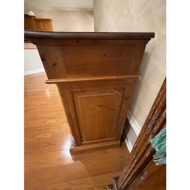 Brown Antique Long Pine Buffet For Sale - Image 8 of 8