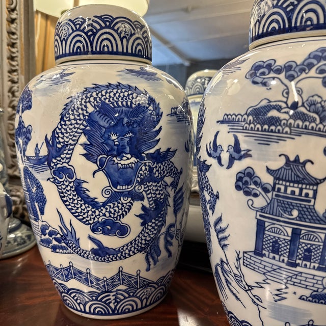 1980s Chinoiserie Export Pagoda Jar, Pair For Sale - Image 5 of 8