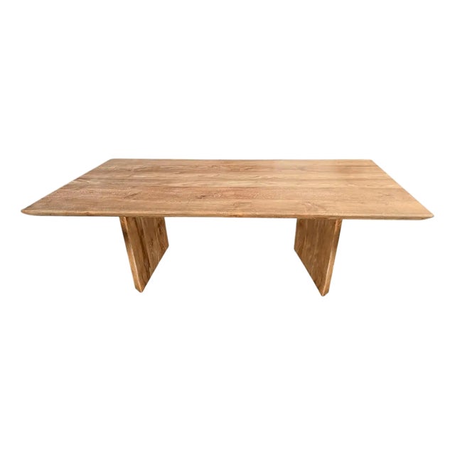 Large Teak Wood Table, Natural Finish, Hand-Crafted Modern Organic, Angled Edges For Sale