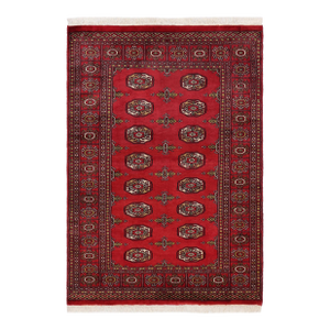 Tribal Bokhara Red/Beige Hand Knotted Wool Rug