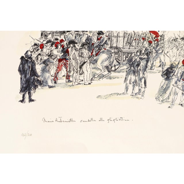 1989 Italian Poster - Marie-Antoinette Taken to the Guillotine (Artist-Signed and Numbered) For Sale - Image 4 of 5