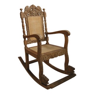 Antique Carved Rocking Chair, 1890s For Sale
