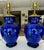 Blue Pair of Vintage Mid-Century Moorish Safi Hand-Painted Cobalt Ceramic Table Lamps For Sale - Image 8 of 17