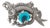 Los Castillo 925 Silver Glass Aquatic Motif Pin For Sale