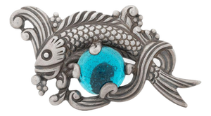 Los Castillo 925 Silver Glass Aquatic Motif Pin
