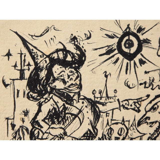 Black Walter Becker, Ink Drawing Menagerie, 1920, Ink and Handmade Paper For Sale - Image 8 of 13