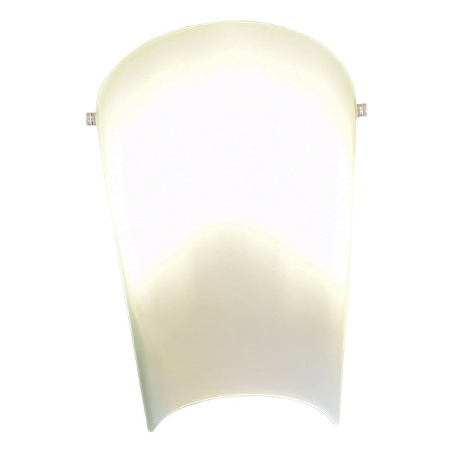 Vintage Wall Lamp with Flat White Glass Shade on Metal Mount, 2000s For Sale
