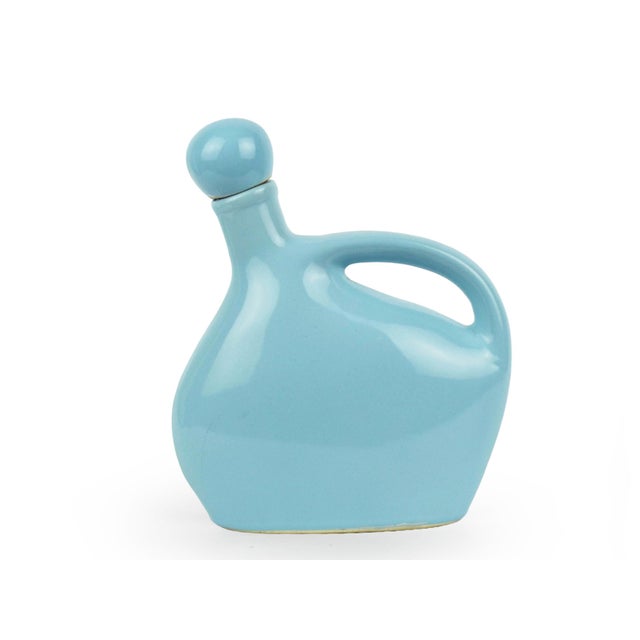 Mid 20th Century Mid Century Modern Mohawk Liqueur Turquoise Glazed Ceramic Pitcher Decanter With Stopper For Sale - Image 4 of 7